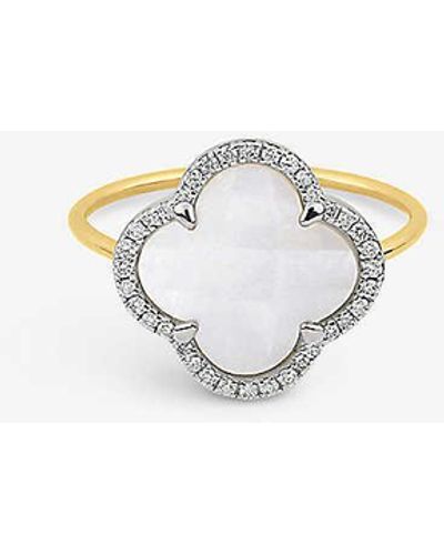 The Alkemistry Morganne Bello 18ct Yellow-gold And Diamond Mother Of Pearl Ring - White
