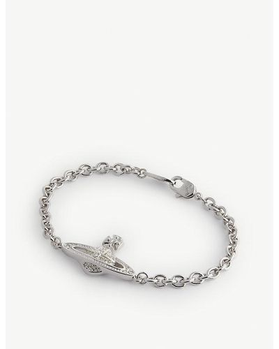 Vivienne Westwood Mini Bas Relief Brass And Swarovski Crystal Chain Bracelet - Metallic