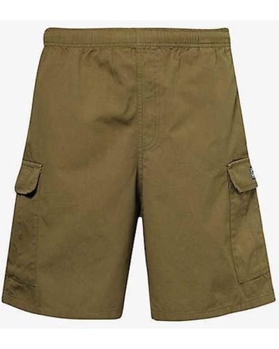 Obey Route Brand-patch Regular-fit Cotton Shorts - Green