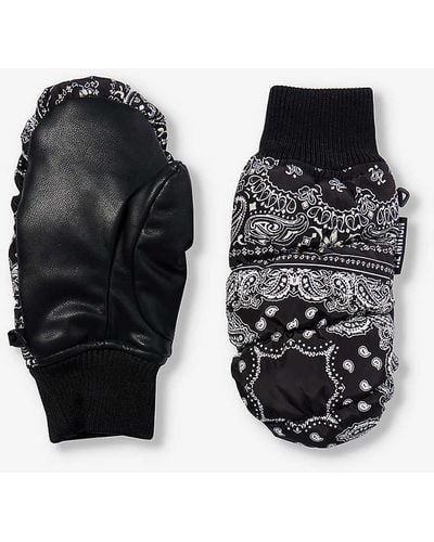 P.E Nation Paisley-print Mitten-shaped Recycled-polyester Gloves - Black