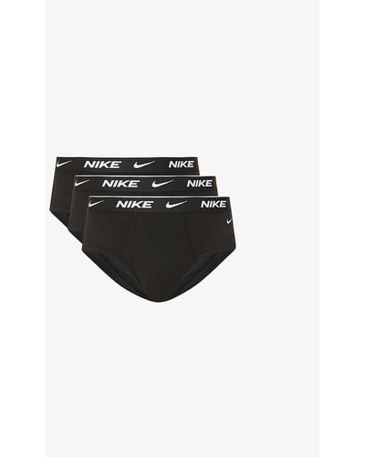 Nike Everyday Stretch-cotton Jersey Briefs Pack Of Three X - Black