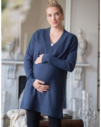 Seraphine Knitted Navy Maternity & Nursing Tunic - Blue