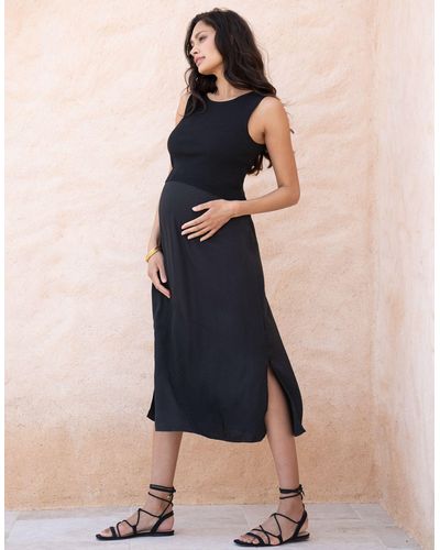 Seraphine 2-in-1 Maternity & Nursing Knit Top Dress - Black