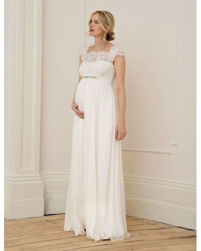 Seraphine Ivory Silk & Eyelash Lace Maternity Wedding Dress - White
