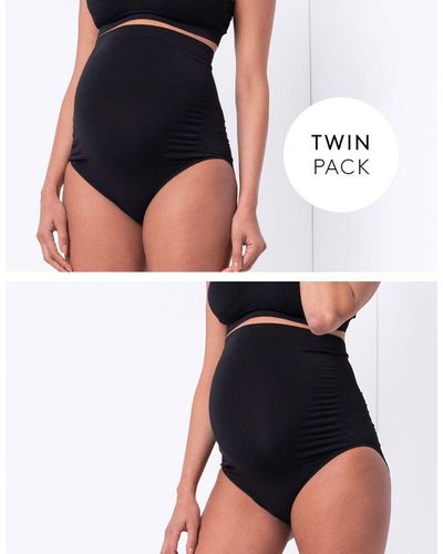 Seraphine Over Bump Bamboo Maternity Panties – Twin Pack - Black
