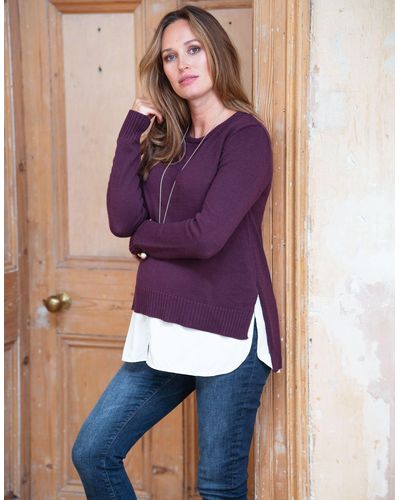 Seraphine Burgundy Mock Shirt Maternity & Nursing Sweater - Purple