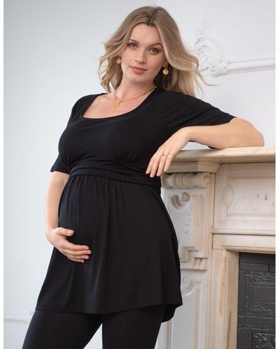 Seraphine Curve Black Jersey Maternity & Nursing Tunic