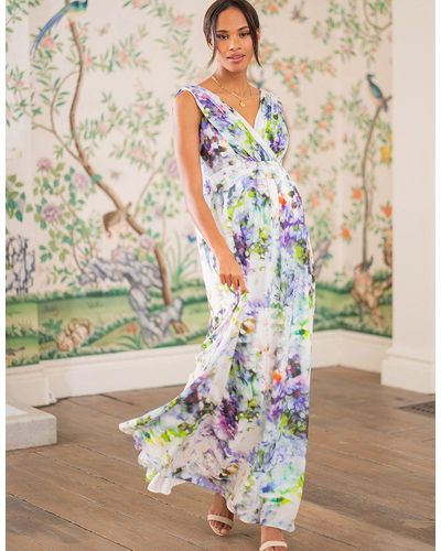 Seraphine Floral Silk Maternity Maxi Dress - Multicolor
