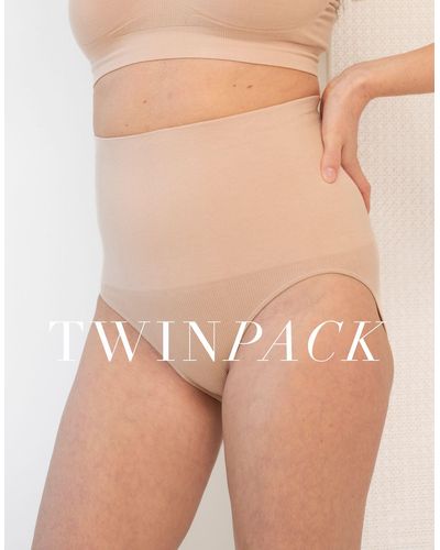 Seraphine Post Maternity Shaping Briefs – Latte Twin Pack - Natural