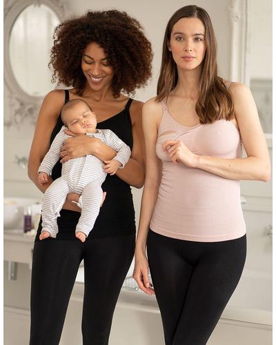 Seraphine Bamboo Maternity & Nursing Vests - Twin Pack - Black