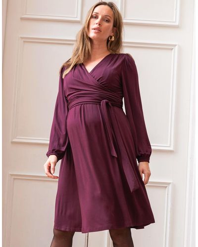 Seraphine Plum Maternity & Nursing Wrap Dress - Purple