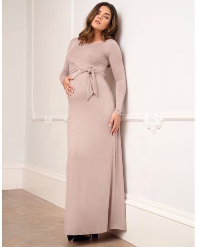 Seraphine Mocha Maternity Maxi Dress - Pink