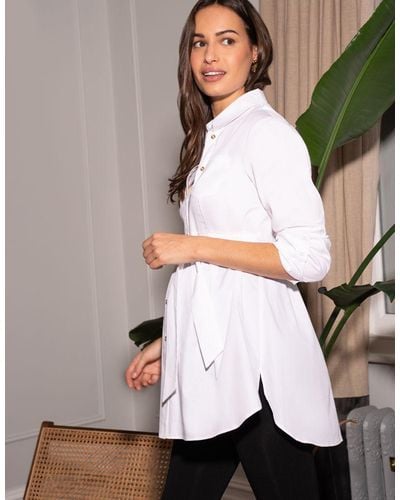 Seraphine White Cotton Belted Maternity Tunic