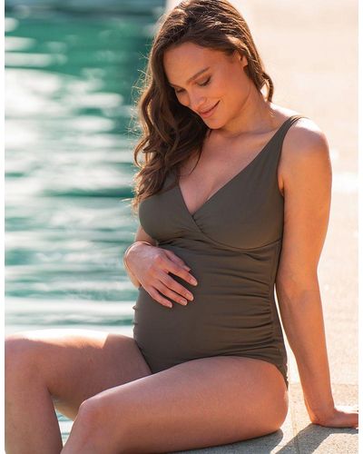 Seraphine Khaki Tie-back Maternity Swimsuit - Green