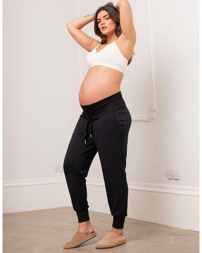 Seraphine Modal Blend Black Maternity Sweatpants - Natural