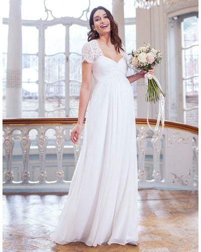 Seraphine Ivory Silk & Lace Maternity Wedding Gown - White