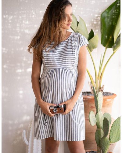 Seraphine Cotton Stripe Maternity & Nursing Dress - Multicolor