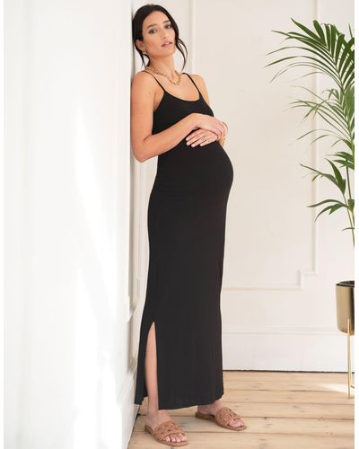 Seraphine Ribbed Jersey Cami Maxi Maternity Dress - Natural