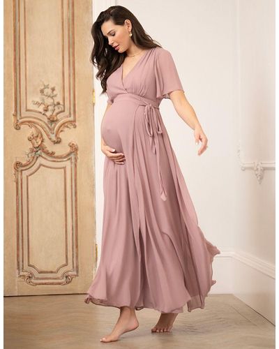 Seraphine Mauve Maxi Maternity & Nursing Wrap Dress - Pink