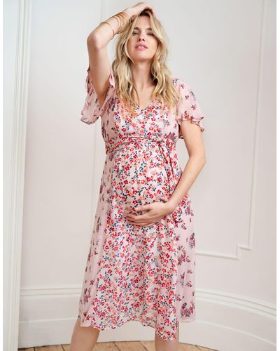 Seraphine Blossom Print Maternity To Nursing Occasion Dress – Pink