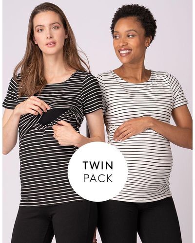Seraphine Two Pack Essential Striped Maternity To Nursing T-shirts - Multicolor