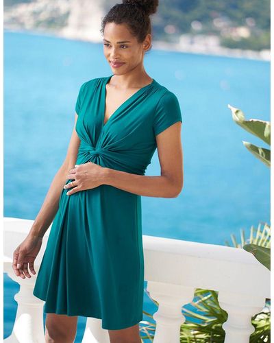 Seraphine Green Knot Front Maternity Dress