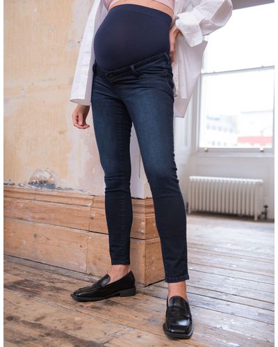 Seraphine Over Bump Skinny Maternity Jeans in Blue