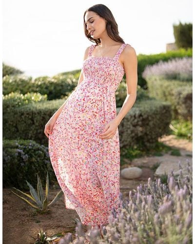 Seraphine Pink Floral Maternity Maxi Dress