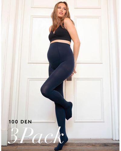Seraphine 100 Denier Navy Maternity Tights – 3 Pack - Blue