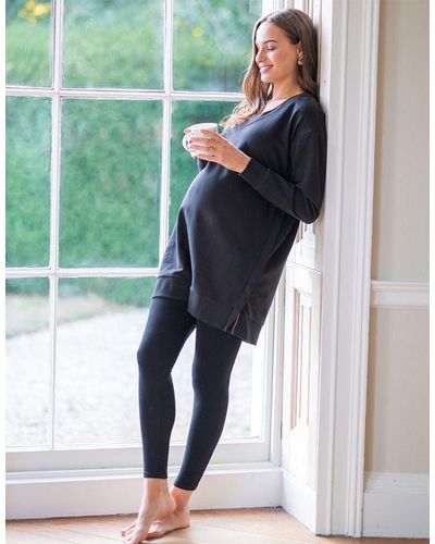 Seraphine Black V Neck Maternity & Nursing Sweater - Green