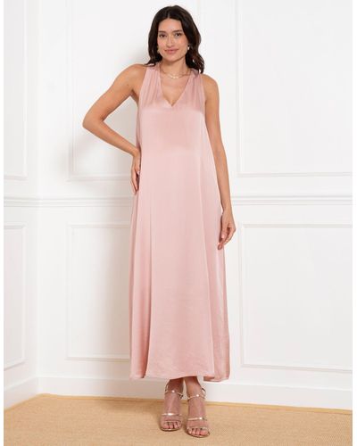 Seraphine Reversible Halter Neck A-line Maternity Dress - Pink