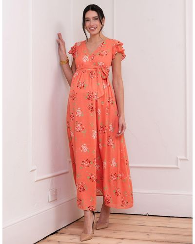 Seraphine Flutter Sleeve Maxi Wrap Dress - Pink