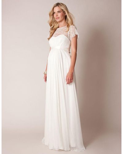 Seraphine Ivory Lace & Silk Maternity Gown - White