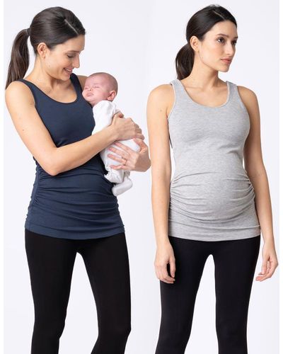 Seraphine Maternity & Nursing Tops – Gray & Navy Twin Pack - Multicolor