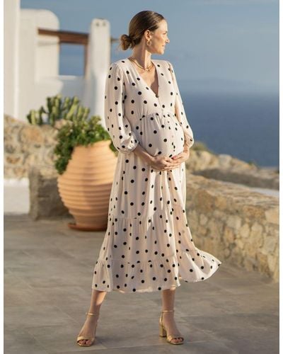 Seraphine Button-down Polka Dot Maternity Dress - Multicolor