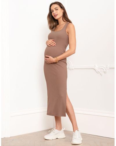 Seraphine Ribbed Jersey Bodycon-style Maternity & Nursing Dress - Pink