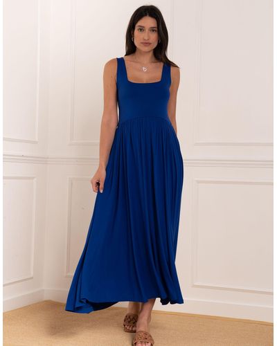 Seraphine Jersey Bamboo Strap Midi Dress - Blue