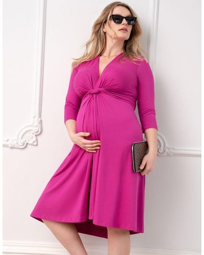 Seraphine Curve Fuchsia Pink Knot Front Maternity Dress