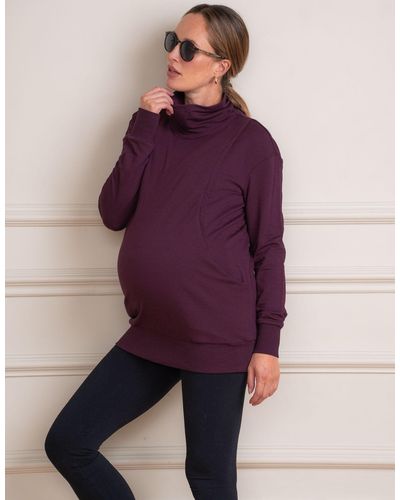 Seraphine Cotton Blend Plum Maternity & Nursing Sweatshirt - Purple