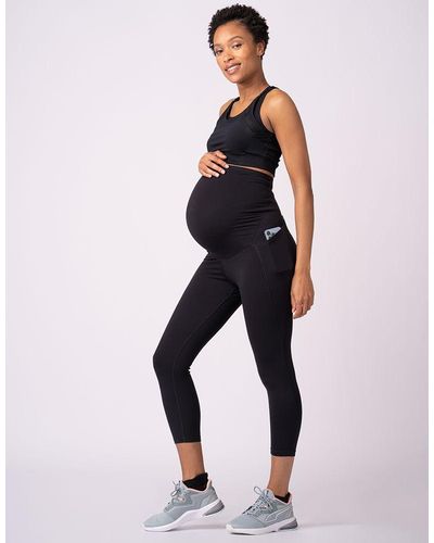 Seraphine Black 3/4 Length Maternity Gym & Activewear Leggings