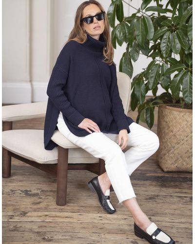 Seraphine Navy Cotton Cape-style Maternity Sweater - Blue