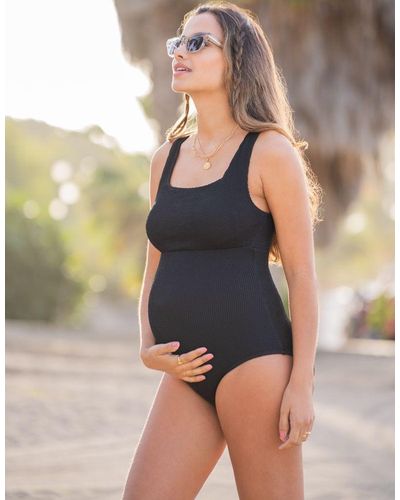 Seraphine Black Super-stretch Maternity Swimsuit - Blue