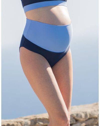 Seraphine Blue Foldover Maternity Bikini Bottoms