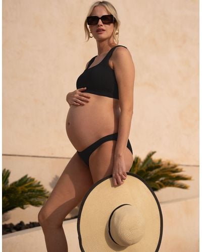Seraphine Textured Maternity Bikini Top - Black