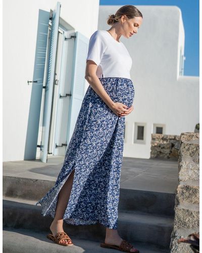 Seraphine Blue Floral Maternity & Nursing Maxi Dress