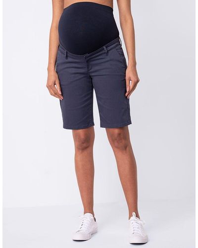Seraphine Cotton Blend Navy Blue Maternity Shorts