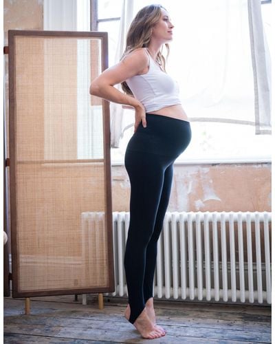 Seraphine Seamless Over Bump Stirrup Maternity Leggings - Black