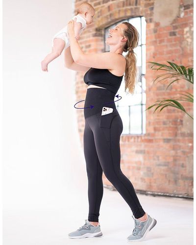 Seraphine Matt Coated Maternity leggings in Black