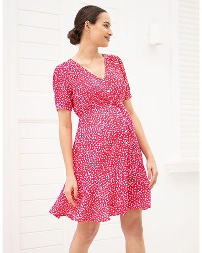 Seraphine Red Front Tie Maternity Dress