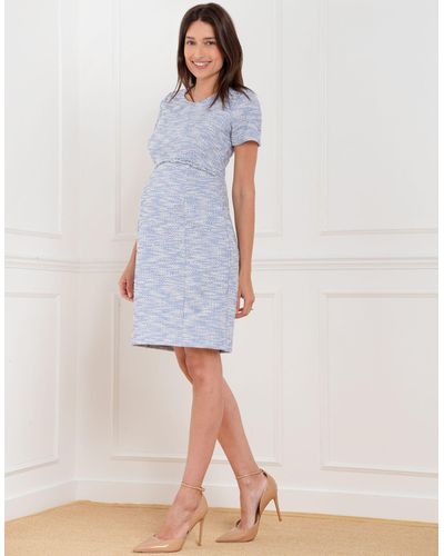 Seraphine Tweed Mini Maternity Dress - Gray